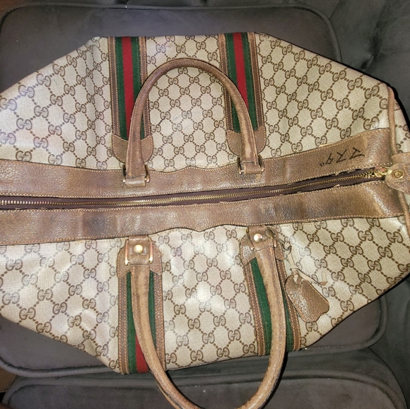 Gucci Gg Supreme Canvas Sherry Web Ophidia Duffle Gym Travel Weekend Bag Authent - Picture 13 of 15